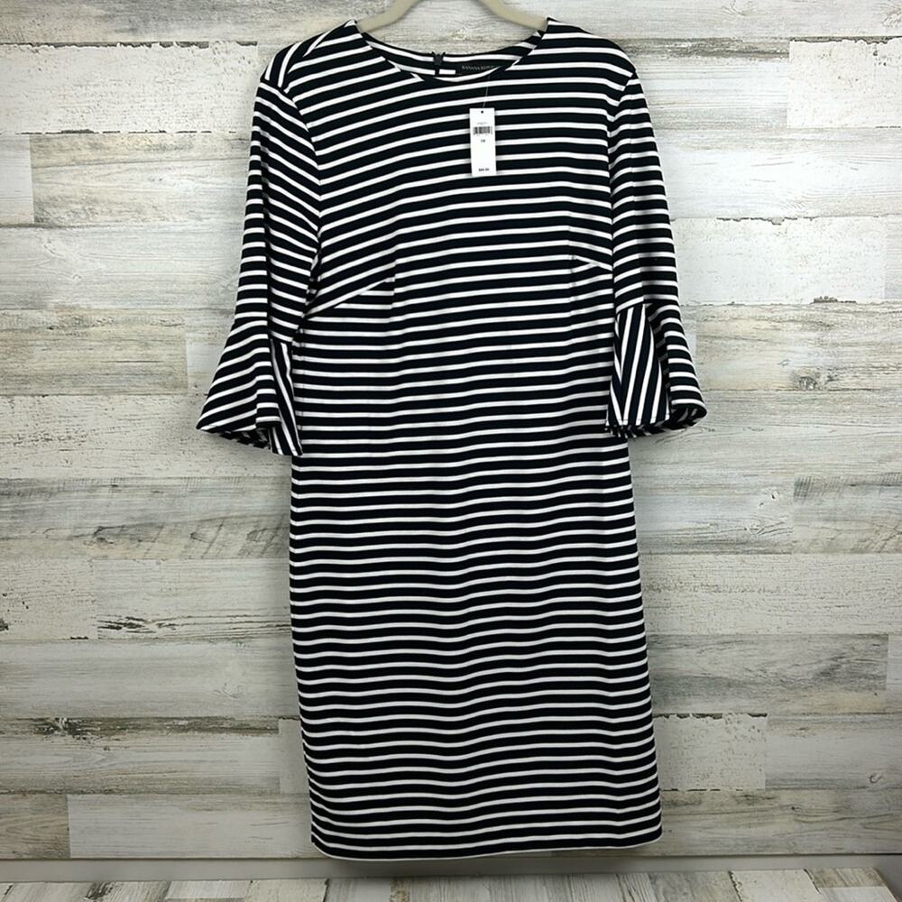 Banana Republic Black and White Striped Midi Dress